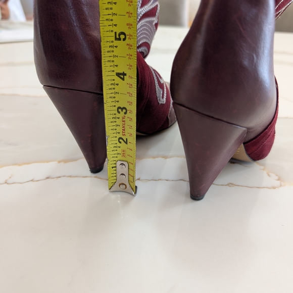 Isabel Marant Red Embroidered Heeled Boots - Picture 3 of 8